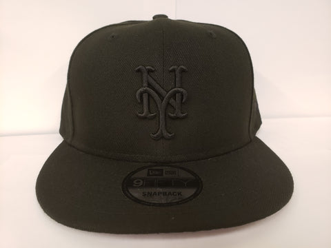 New Era Black on Black Snapback 5950 - New York Mets