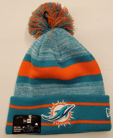 New Era NFL Pom Knit Hat - Miami Dolphins