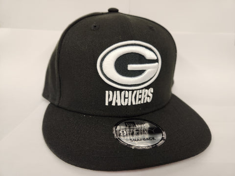New Era Black & White 9Fifty Snapback - Green Bay Packers