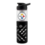 Duckhouse Glass Water Bottle Pittsburgh Steelers